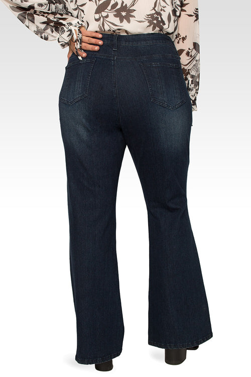 Standards & Practices Plus Size Women's Dark Wash Slim Flare Jeans-2