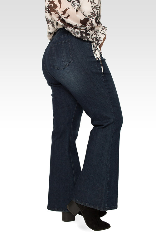 Standards & Practices Plus Size Women's Dark Wash Slim Flare Jeans-3