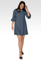 Stella Tencel 3/4 Balloon Sleeves Medium Blue Midi Dress