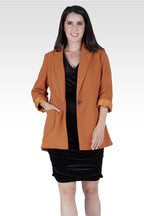 Standards & Practices Women's Dark Mustard Boyfriend Blazer Jacket-1