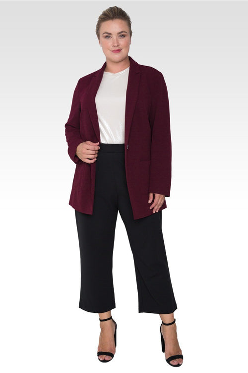 Plus Size Dorothy Blazer Jacket -Burgundy