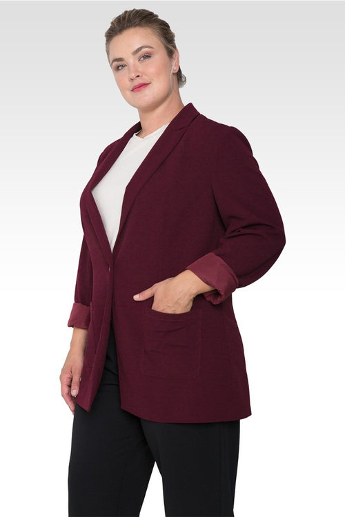 Plus Size Dorothy Blazer Jacket -Burgundy