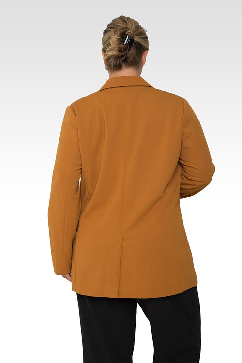 Standards & Practices Plus Size Women's Dark Mustard Boyfriend Blazer Jacket-2