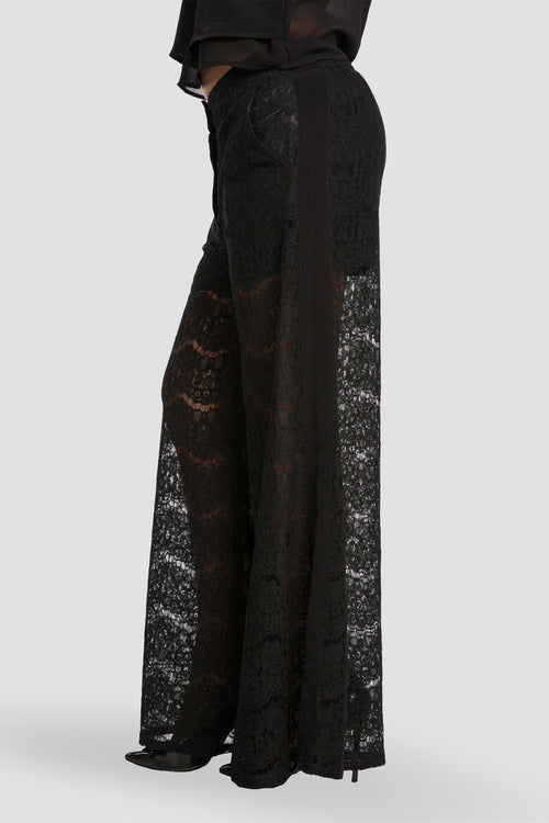 black peekaboo lace palazzo pants