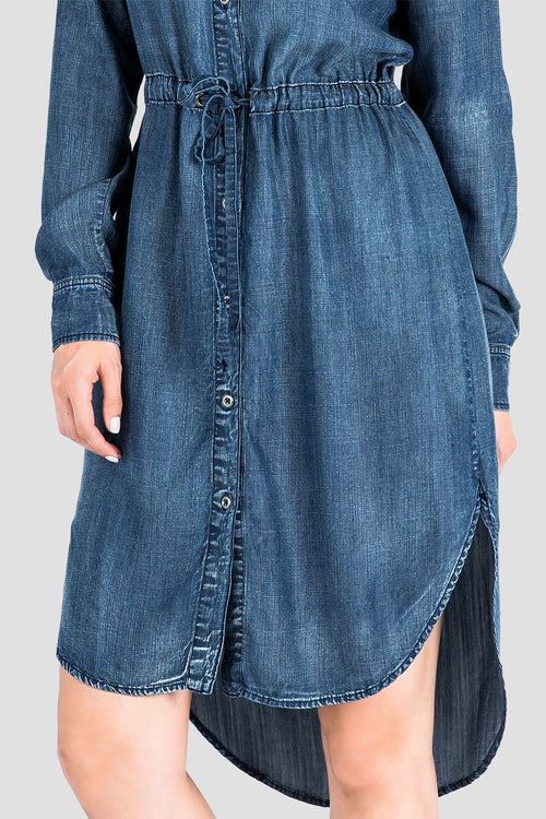 Standards & Practices Denim Drawstring Waist Shirtdress