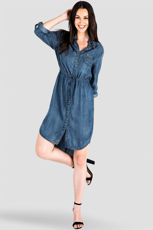 Standards & Practices Denim Collared Shirtdress