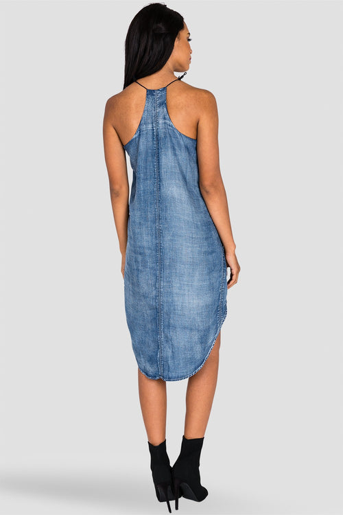 Women's Denim Chambray Racerback Dress