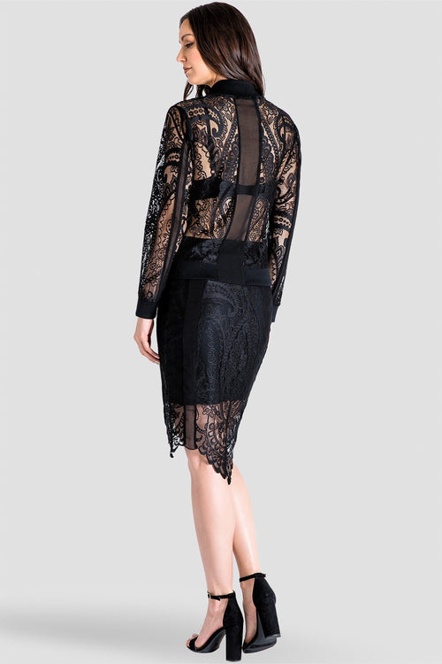 Black Lace Pencil Skirt