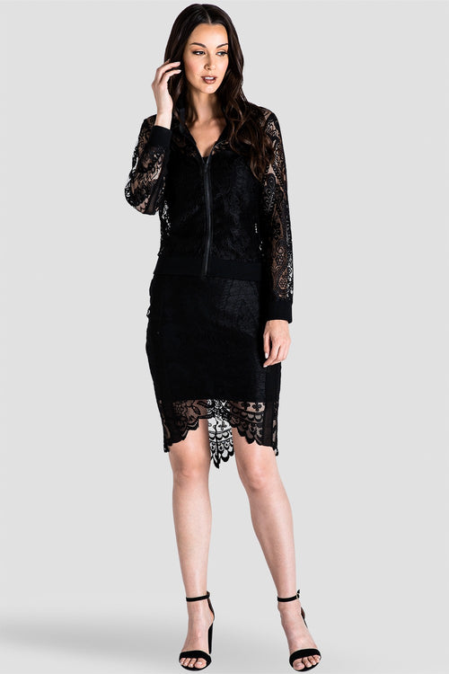 Black Lace Pencil Skirt
