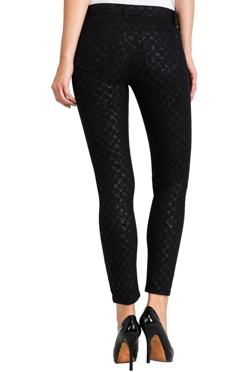 Harriet Herringbone Mid Rise Cigarette Skinny Ankle Jeans