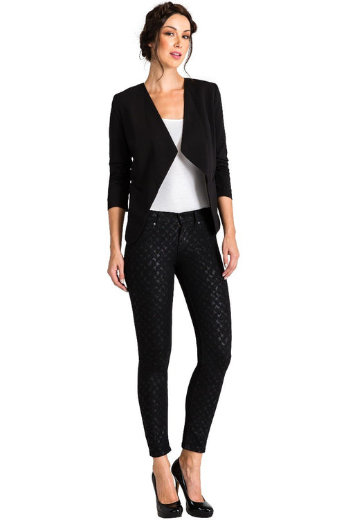 Harriet Herringbone Mid Rise Cigarette Skinny Ankle Jeans