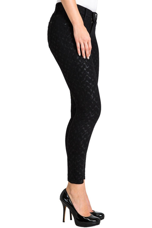 Harriet Herringbone Mid Rise Cigarette Skinny Ankle Jeans