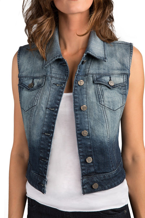 Davina Ombre Navy Denim Vests