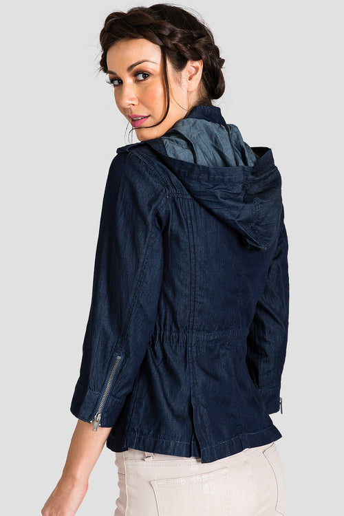 Women Chambray Denim Anorak Jacket