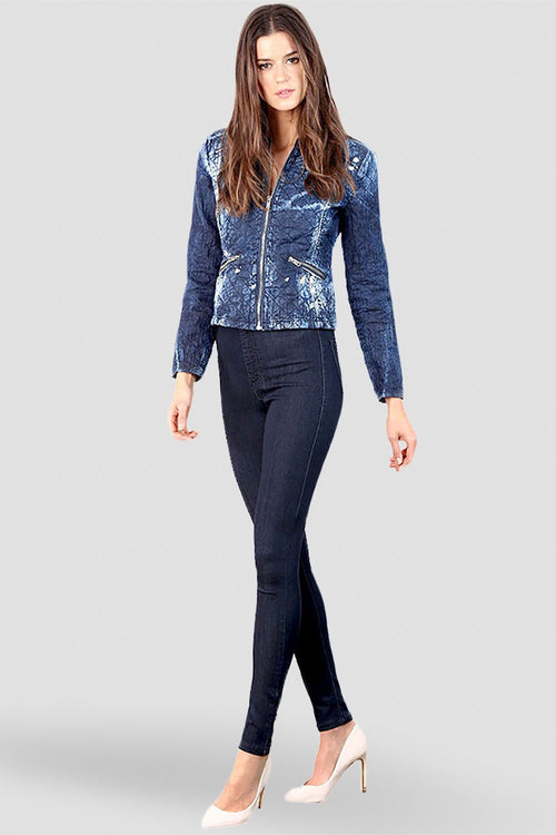 Women Chambray Quilted Jacket