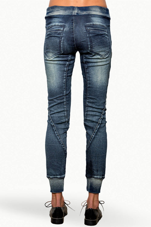 Women Indigo Denim Knit Skinny Jogger Pants