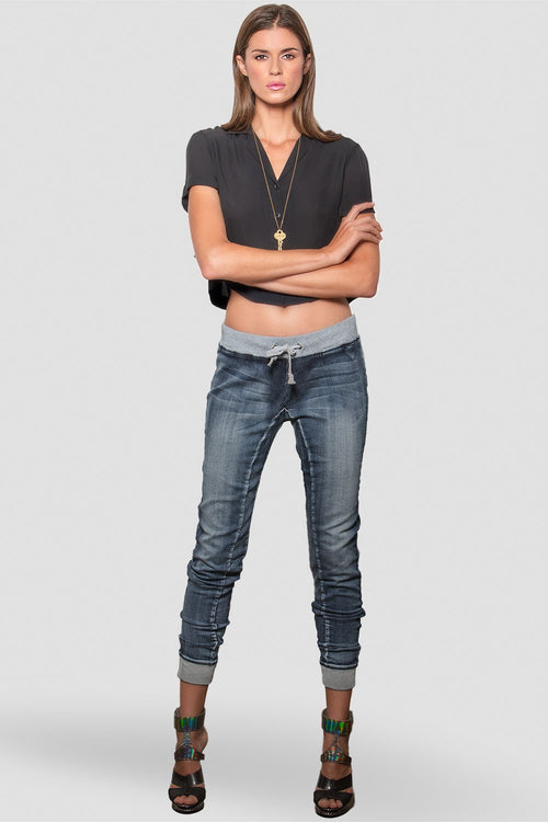 Women Blue Denim Joggers