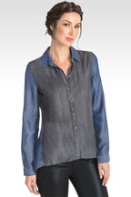 Standards & Practices Contemporary Women Dual Tone Tencel Button Down Shirt
