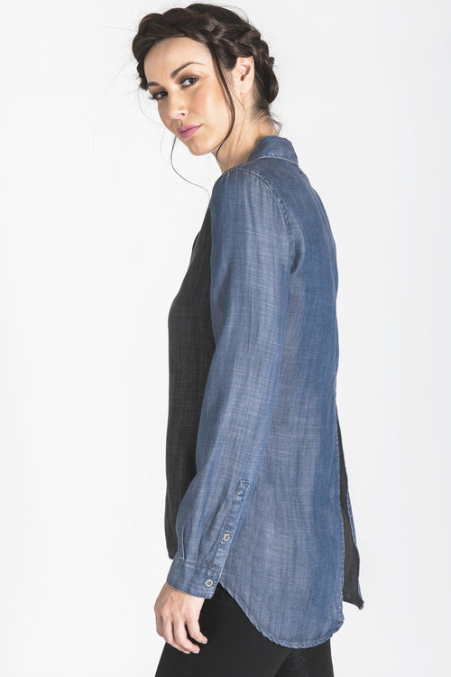 Standards & Practices Contemporary Women Dual Tone Tencel Button Down Shirt