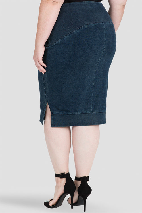 Plus Size Women Indigo Midi Skirt