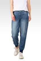 Women Medium Wash Denim Jogger Pants