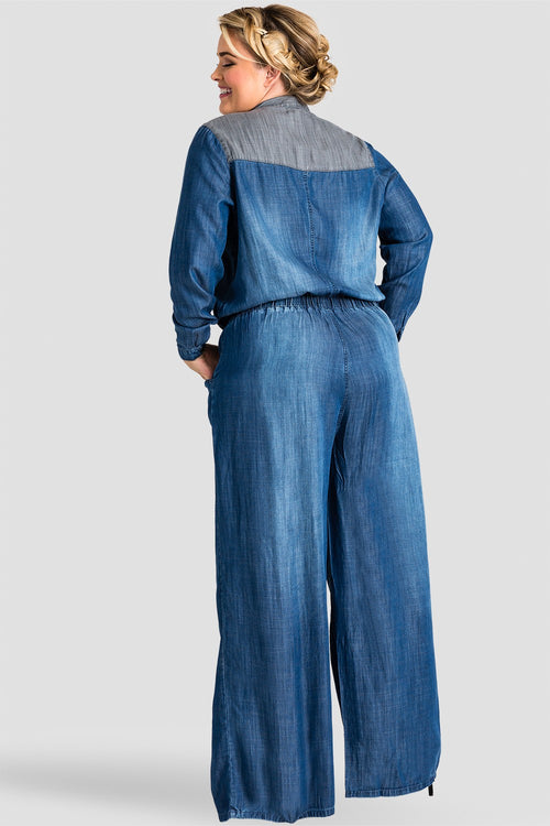 Plus Size Women Tencel Jumpsuit