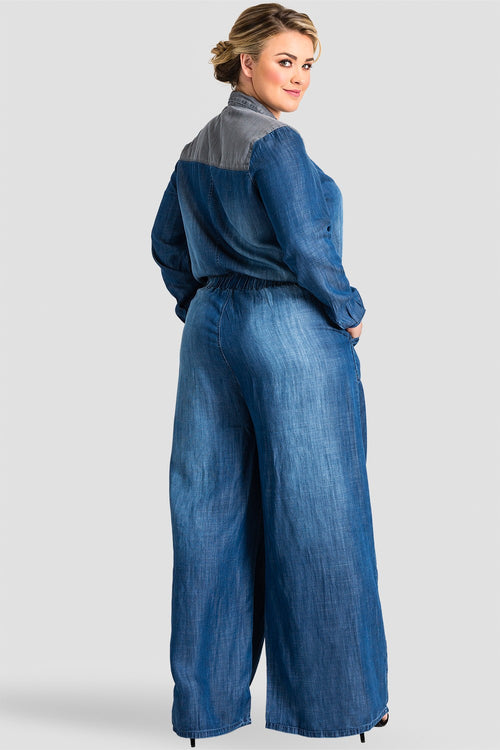 Plus Size Women Denim Jumpsuit