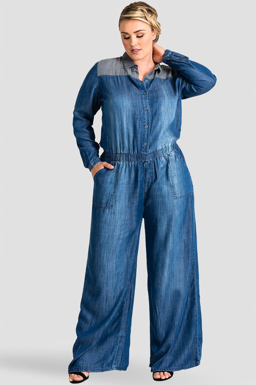 Plus Size Women Tencel Jumpsuit