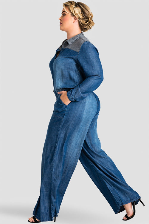 Plus Size Women Denim Jumpsuit