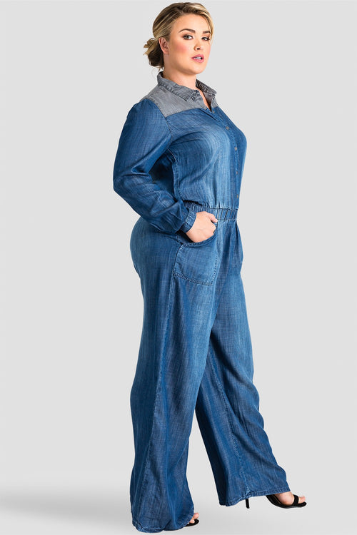 Plus Size Women Tencel Jumpsuit