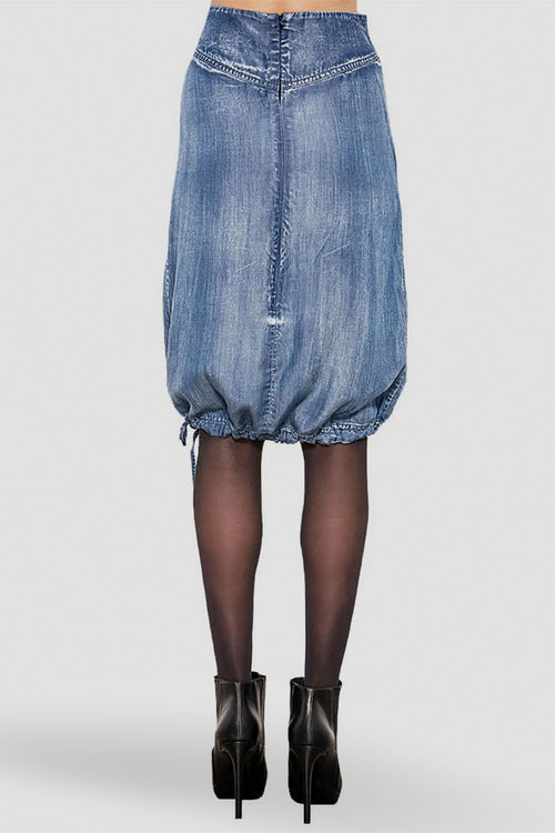 Standards & Practices Contemporary Fashion Women Light Wash Indigo Tencel Drawstring Hem Skirt