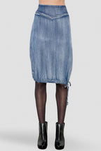 Standards & Practices Contemporary Fashion Women Light Wash Indigo Tencel Drawstring Hem Skirt