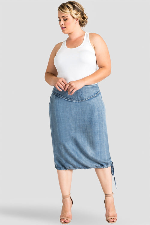 Plus Size Women Tencel Denim Skirt