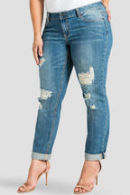 Plus Size Women Distressed Boyfriend Jeans