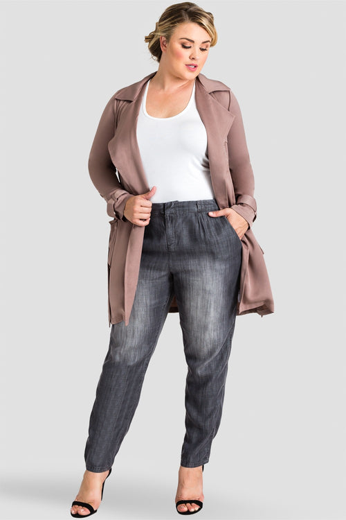 Louise Pleat Front Light Wash Tencel Pants - SP Plus