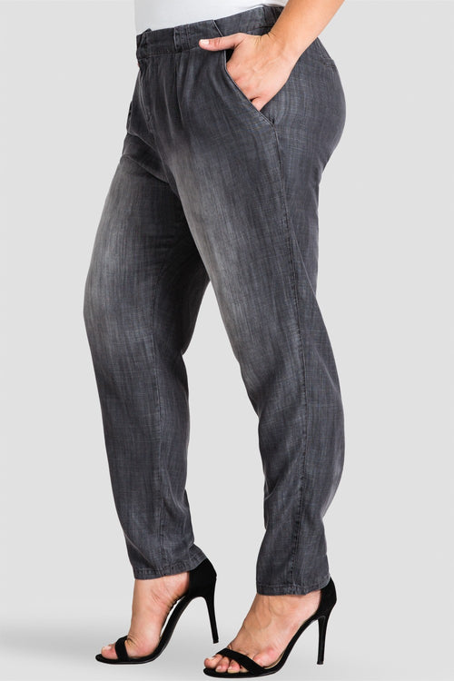 Louise Pleat Front Light Wash Tencel Pants - SP Plus