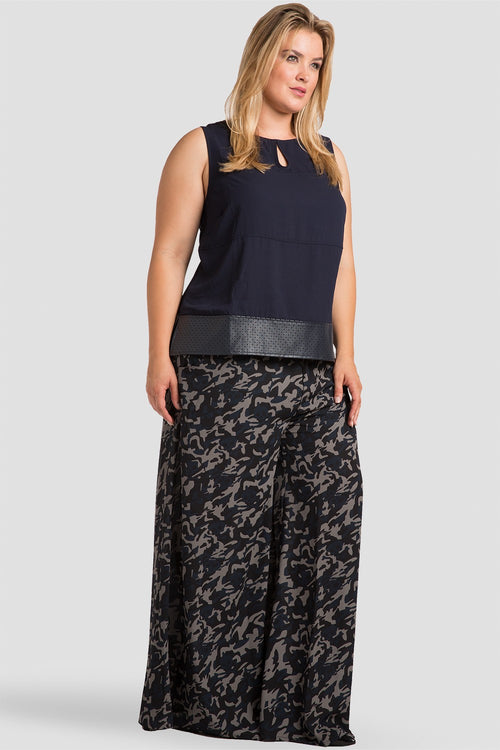 Plus Size Blake Woven Keyhole Tunic Top W Vegan Leather Details