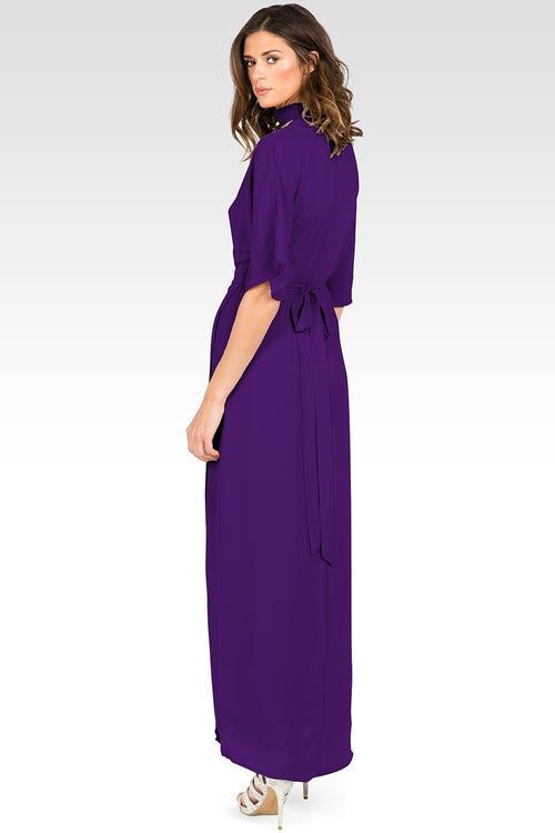 Olivia Purple Kimono Wrap Maxi Dress