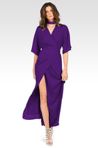 Olivia Purple Kimono Wrap Maxi Dress