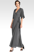 Olivia Smoke Grey Kimono Wrap Maxi Dress