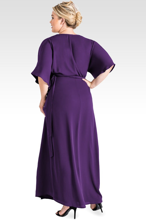 Olivia Plus Size Purple Haze Kimono Wrap Maxi Dress