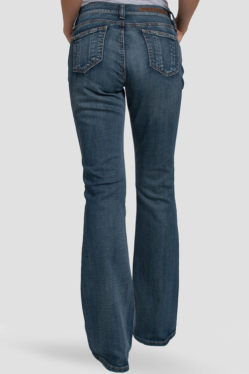 Clarice Stretch Woven Blue Bone Midrise Bootcut Jeans