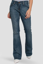 Clarice Stretch Woven Blue Bone Midrise Bootcut Jeans