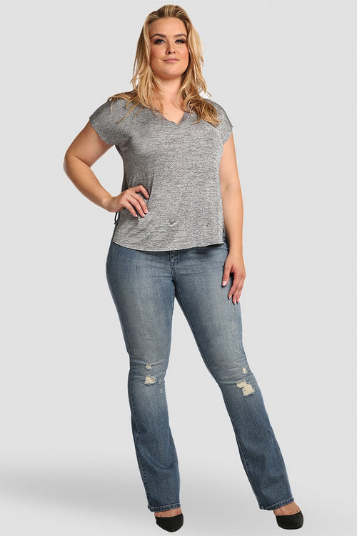 Plus Size Clarice Stretch Woven Boy Toy Midrise Bootcut Jeans