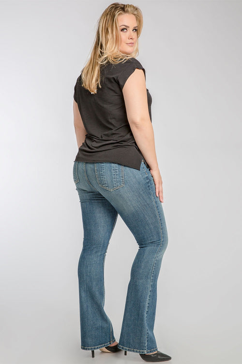 Plus Size Clarice Stretch Woven Blue Bone Midrise Bootcut Jeans