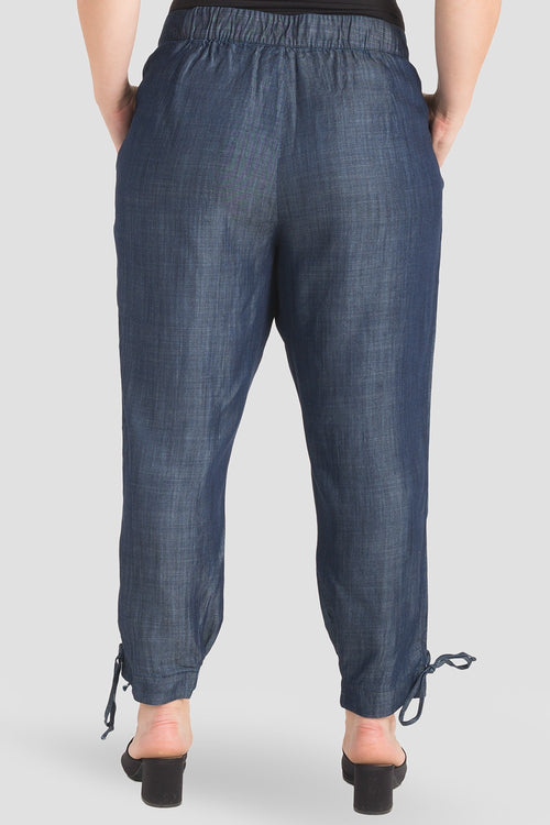 Standards & Practices Robie Double-Button High Waist Midnight Blue Ankle Tie Cuff Trousers
