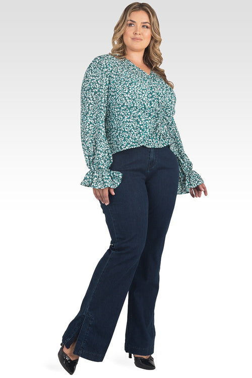 Rania Plus Size Light Weight Denim HR Slit Hem Jeans