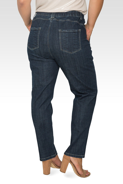 Standards & Practices Plus Size Women's Elastic Waist Slim Straight Denim Jeans-2