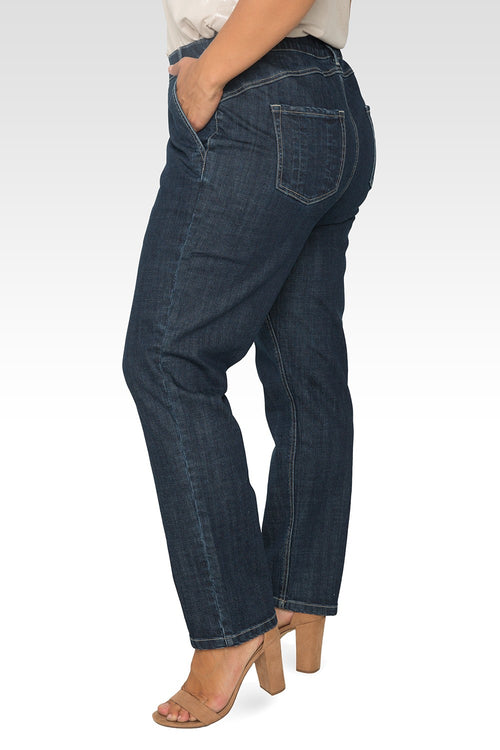 Standards & Practices Plus Size Women's Elastic Waist Slim Straight Denim Jeans-4