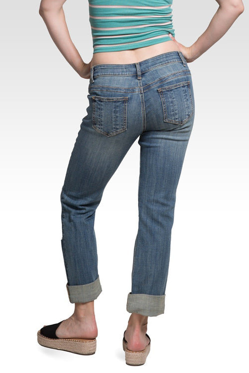 Leah Women's Slightly Roll Up Hem Boyfriend Jeans